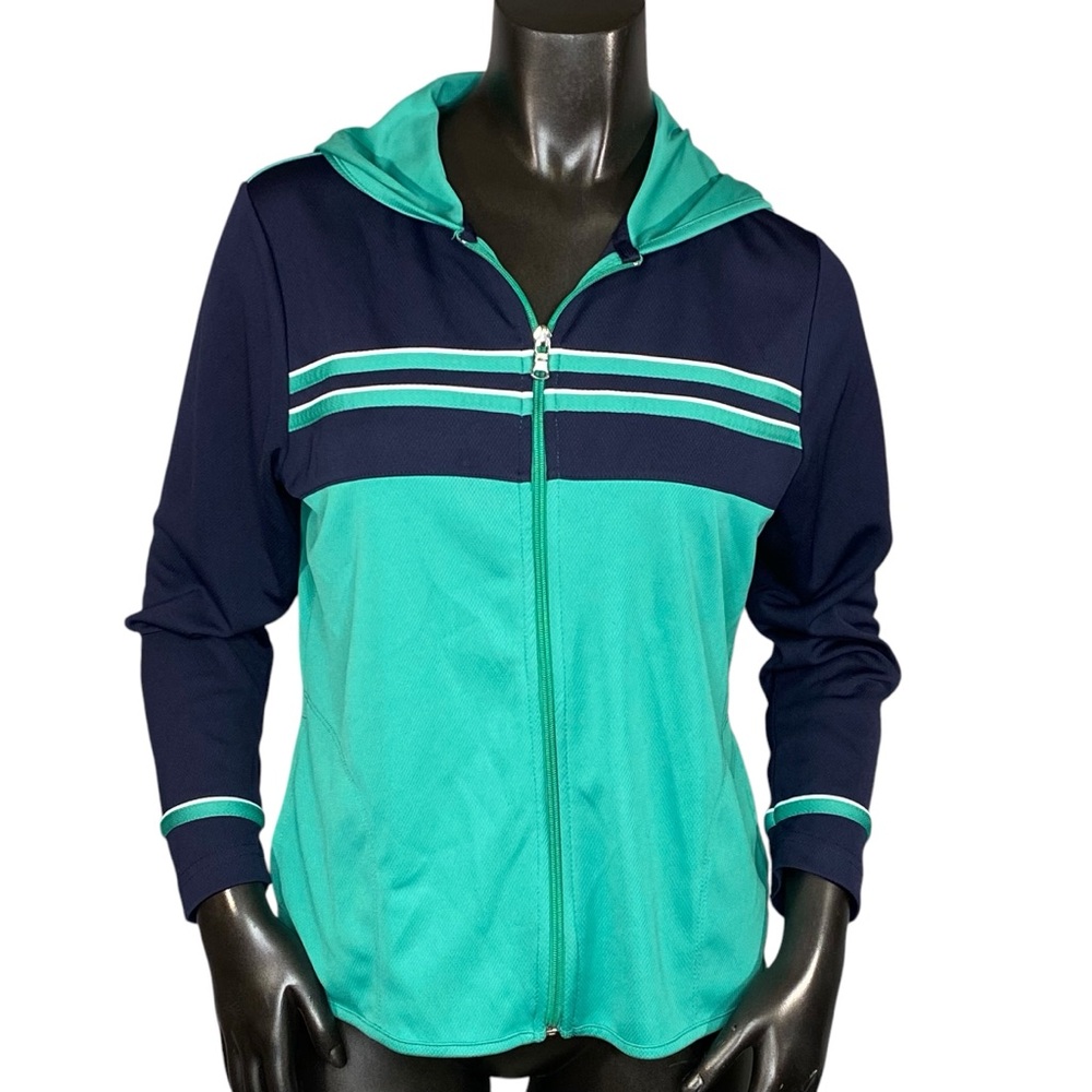 SJB Active Petite Colorblock Zip-Up Hoodie Womens Size Medium Petite Full Zip